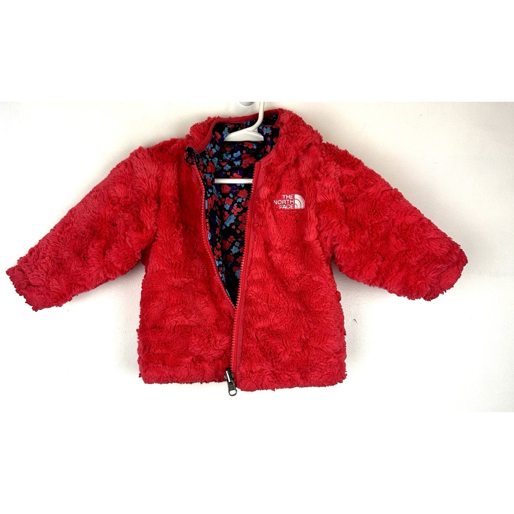 North Face Jacket Toddler 3-6 Months Reversible Hooded Puffer Fleece Winter Coat
